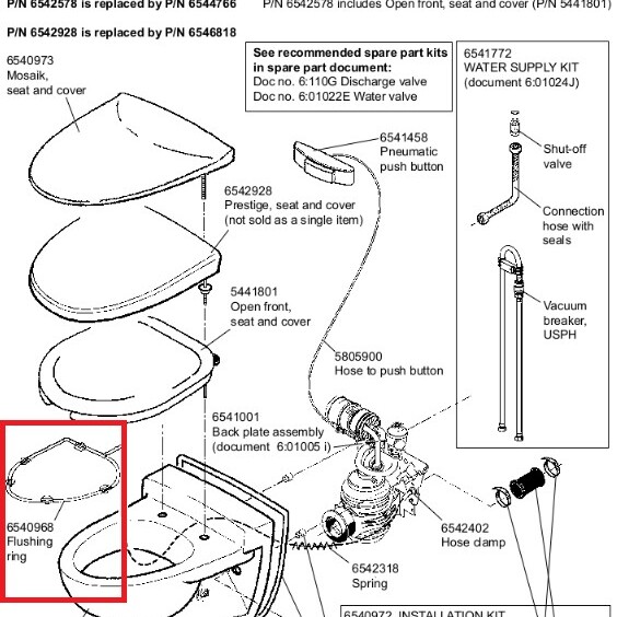 FLUSHING RING,ASSEMBLY FOR EVAC 900, WALL