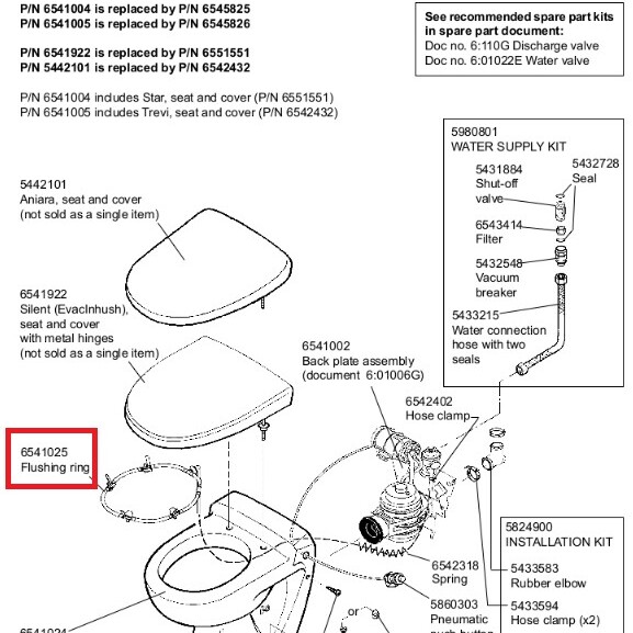 FLUSHING RING, ASSEMBLY FOR EVAC 900/90, FLOOR